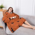 thumbnail image 5 of Oversized Wearable Blanket Hoodie,Halloween Spider Web and Bats Sherpa Blanket Hoodie with Super Pockets,Super Warm Fuzzy Pullover for Women & Men, 5 of 6