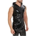 thumbnail image 5 of Bzhegqhd Men's Patent Leather Sexy Glossy Leather Hooded Leather Sleeveless Stand Up Collar Top/shirt, 5 of 5