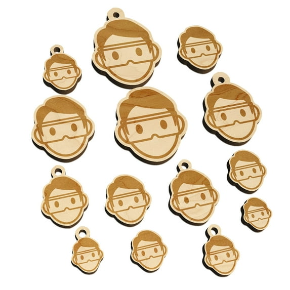 Occupation Scientist Lab Chemist Icon Wood Mini Charms Shapes DIY Craft Jewelry - No Hole - 12mm (26pcs)