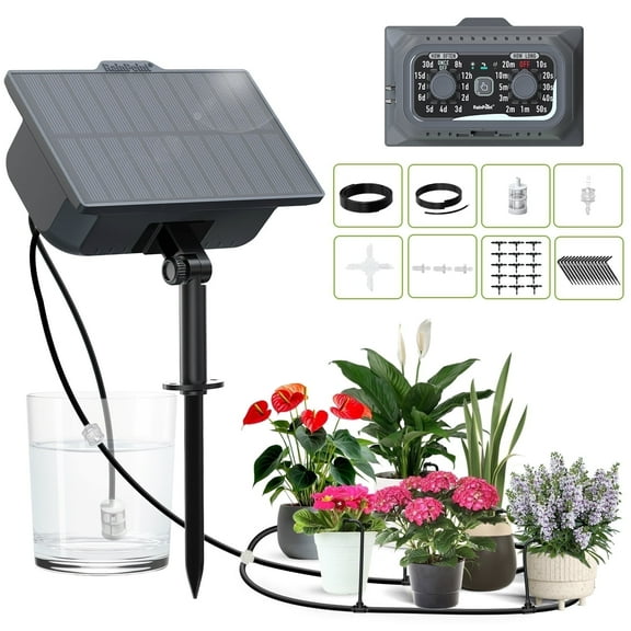 RainPoint Solar Irrigation System Drip Irrigation Kits with 45L/H, Automatic Plant Watering Devices for Garden, Balcony, Potted, Greenhouse, ITP138