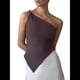 thumbnail image 3 of Blusa Asimétrica de Punto Sin Mangas con un Solo Hombro para Mujer, Estilo Y2K, Verano 2025 Color Café S, 3 of 10