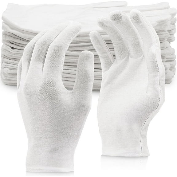 12 Pairs Cotton Gloves,Soft White Gloves for Men Women,Washable Cotton Gloves for Dry Hands Moisturizing Eczema,Stretch Coin Gloves Inspection Gloves for Coin Jewelry Silver