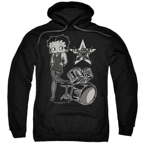 Betty Boop Men's  With The Band Hooded Sweatshirt Black