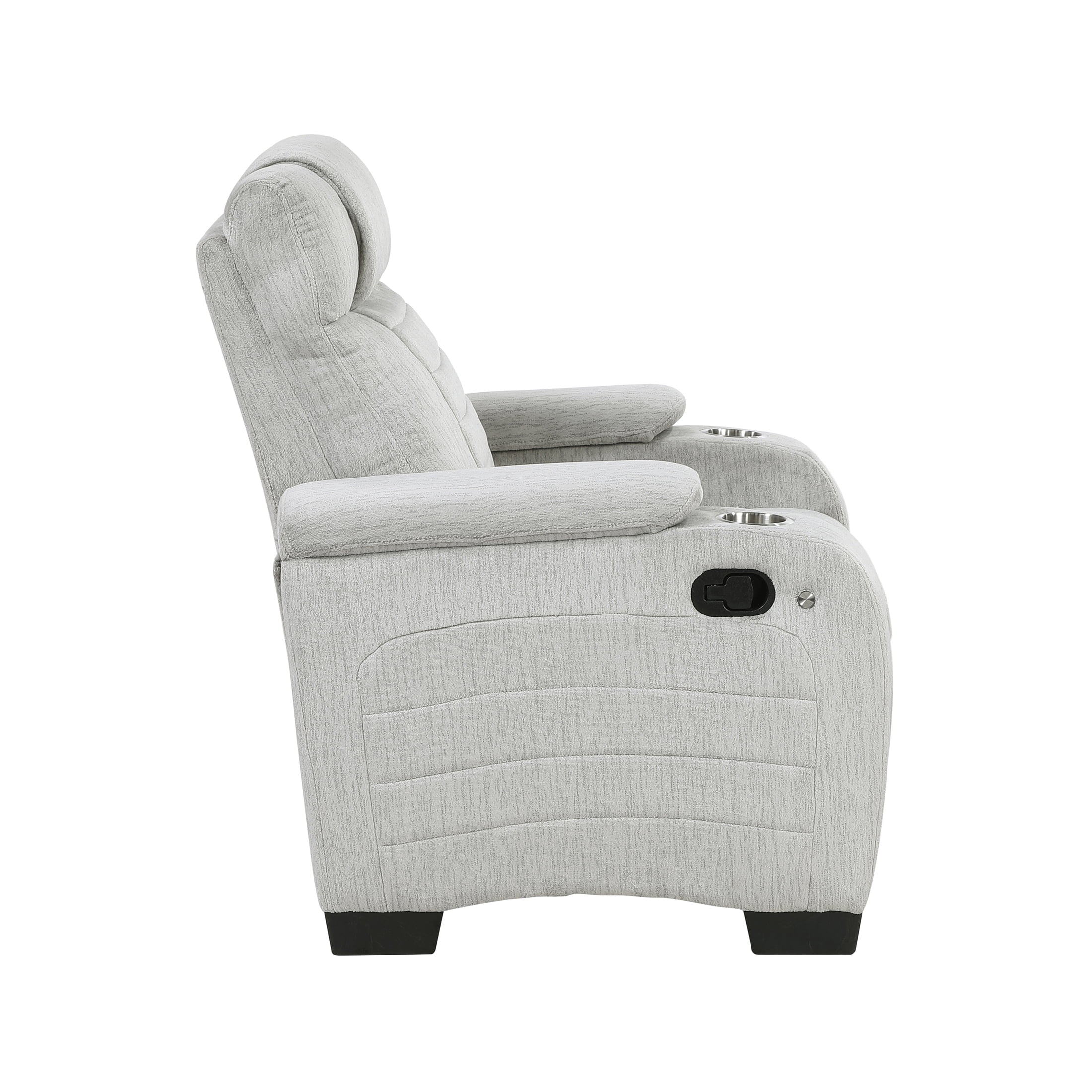 OakvillePark Valehaven Microfiber Manual Recliner with Arm Storage, Light Gray