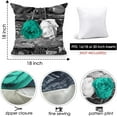 thumbnail image 6 of Flower Throw Pillow Covers Teal Gray Decorative Couch Pillow Covers Sofa Bed Square Floral Summer Outdoor Pillow Covers Turquoise Rose Linen Farmhouse Pillow Cases Set of 4 18x18 (Teal Gray), 6 of 6
