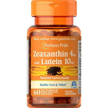Nature's Bounty Puritans Pride Zeaxanthin 4mg with Lutein 10mg Softgels, 60 Count 1 ea