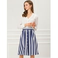 thumbnail image 3 of Allegra K Falda Mujer Midi A Rayas Con Botones Y Elástica, dos colores Blanco azul M, 3 of 6