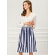 thumbnail image 3 of Allegra K Falda Mujer Midi A Rayas Con Botones Y Elástica, dos colores Blanco azul M, 3 of 6