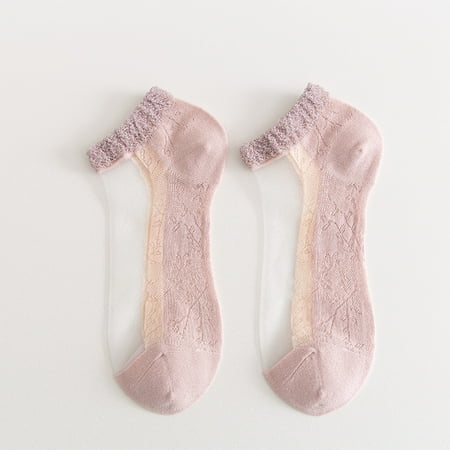 

Cara Lady Women Breathable Stocking Fashion Floral Mesh Patchwork Summer Thin Socks Pink