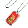 thumbnail image 2 of Burger and Fries with Lettuce Cheese Tomatoes and Pickles Military Dog Tag Pendant Necklace with Chain, 2 of 4