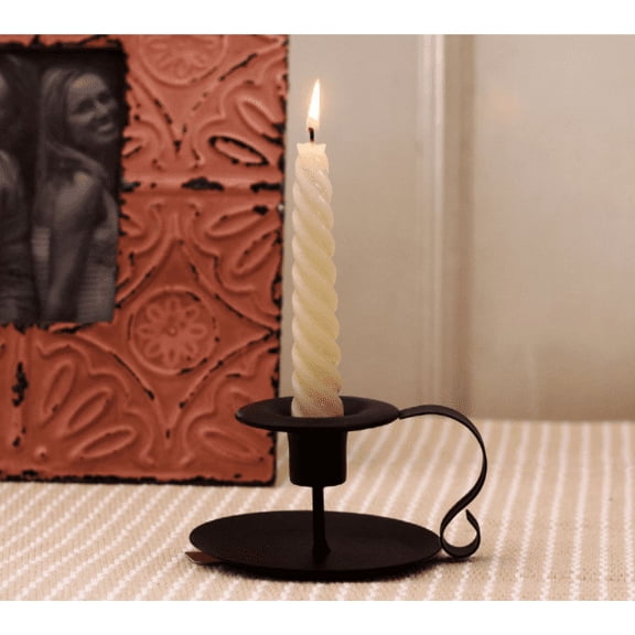 HAOAN Decorative Wrought Iron Taper Candle Holder, Matte Black Pillar Candlesticks Holders, Pedestal Candle Stand for LED & Wax Candles, Table, Fireplace, Incense Cones, Spa, Weddings, Party