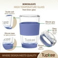 thumbnail image 2 of Tupkee Double Wall Glass Tumbler - 8-Ounce, All Glass Reusable Insulated Tea/Coffee Mug & Lid, Hand Blown Glass Travel Mug - Jacaranda, 2 of 7
