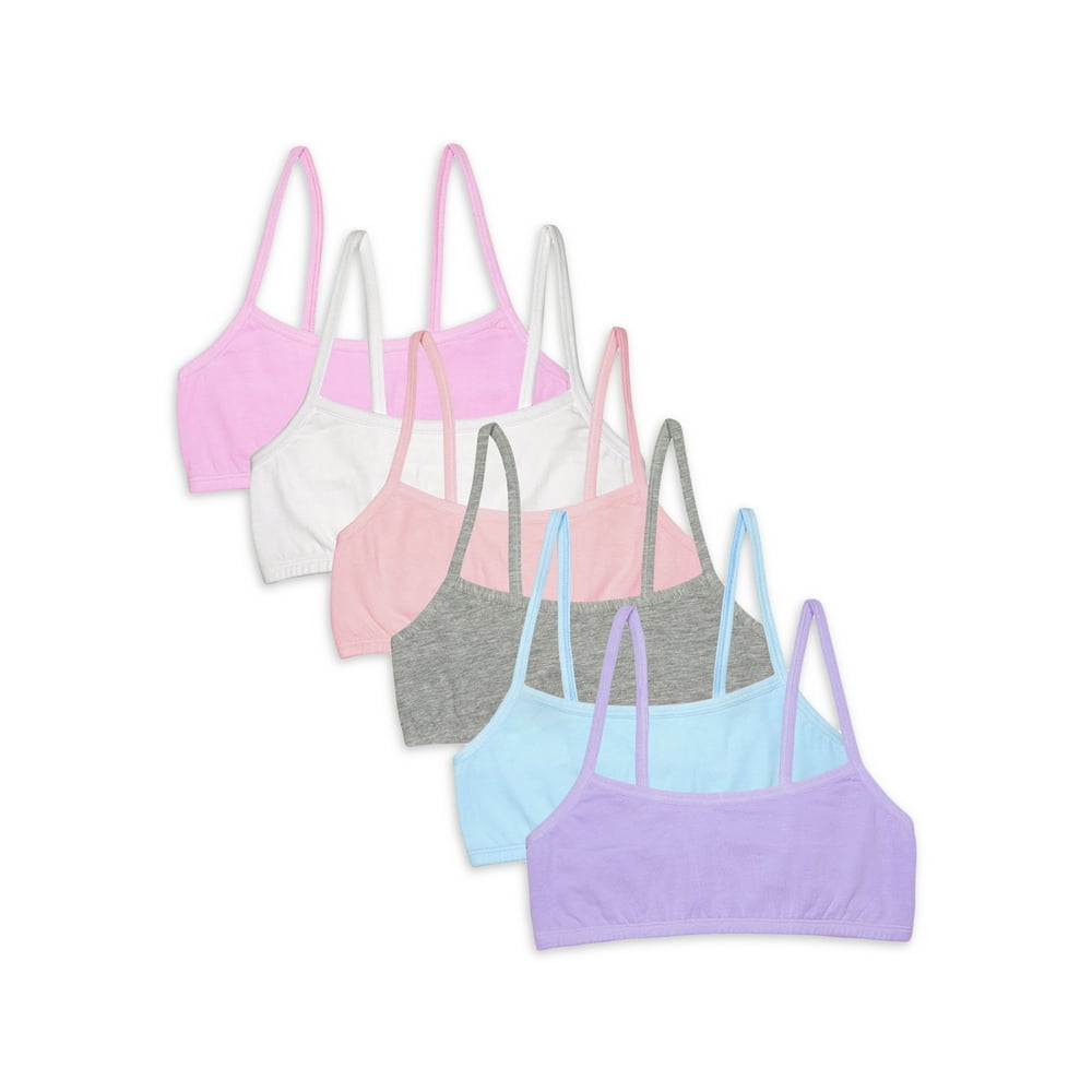Fruit of the Loom Girls Spaghetti Strap Sports Bra, 6Pack Sizes 2840