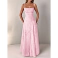 thumbnail image 6 of Women'S Maxi Dress Jacquard Formal Evening Gown Elegant Wedding Guest Party Dress Pink M, 6 of 7