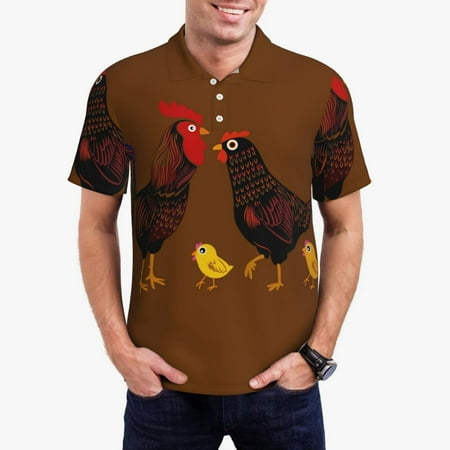 Goofa Chicken Farm Animal Print Mens Polo Shirts Quick Dry Short Sleeve Golf T Shirt Performance Moisture Wicking Casual Workout-XX-Large