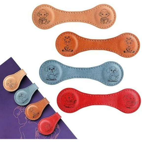 4PCS Magnetic Bookmarks, Leather Magnetic Bookmarks for Women, Double-Sided Book Mark Clip Gift for Book Lover Readers Men Women Teachers Students, Book Accessories$$Office