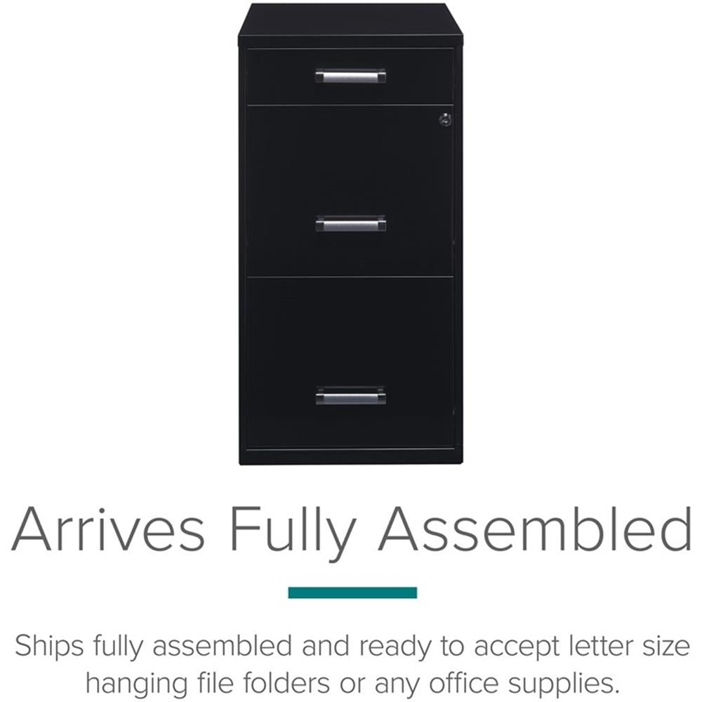 Pemberly Row 3-Drawers Metal Filing Cabinet with Pencil Drawer in Black