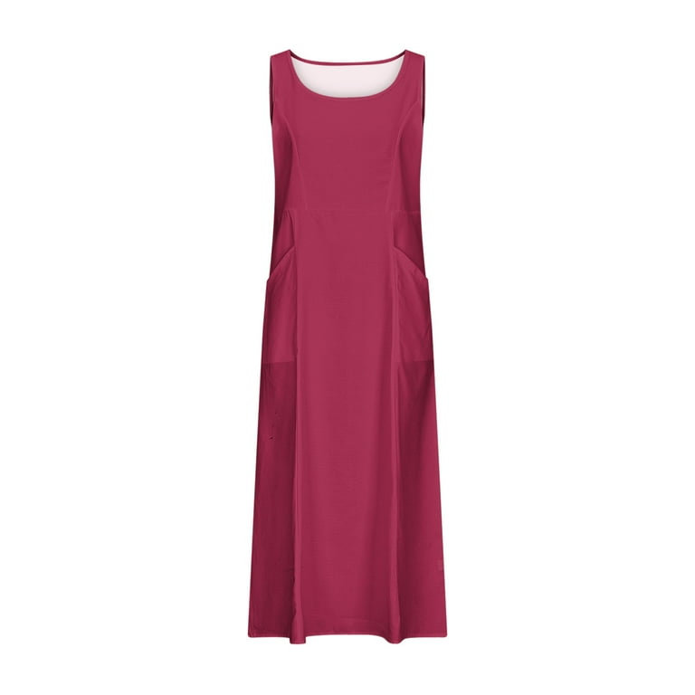 Cagogo Homecoming Dresses for Womens Summer Spring Plus Size Crew Neck  Pockets Sleeveless Baggy Flowy Cotton Linen Long Maxi Dress Going Out White  Evening Dress - Walmart.com