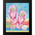 thumbnail image 2 of K, Onna 20x24 Black Modern Framed Museum Art Print Titled - Summer Splash Flip Flops, 2 of 5