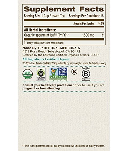 2 Packs of Traditional Medicinals Organic Tea - Spearmint 16 Bags
