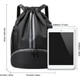 thumbnail image 4 of Swim Bag Sackpack, Lightweight Drawstring Backpack Training Gymsack with Dry Wet Compartment, Waterproof Casual Bags for Gym Shopping Swimming Yoga Sport (Black), 4 of 5