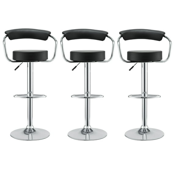 Modern Contemporary Dining Kitchen Bar Stools Set of Three Black