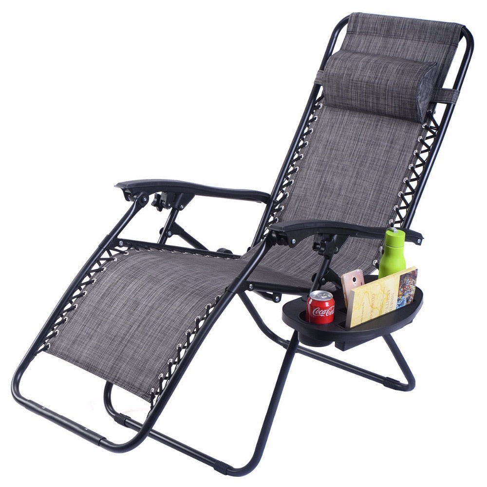 Folding Zero Gravity Chair Outdoor Picnic Camping Sunbath Beach Chair with Utility Tray Reclining Lounge Chairs - image 1 of 10