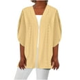 thumbnail image 2 of Women's Cardigan Eyelets Hollow Out Breathable 3/4 Sleeve Shrugs Solid Outerwear Beach Stretchy Casual Fall Oversized Trendy Casual Cozy Cute Cardigans, 2 of 6