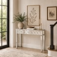 thumbnail image 3 of DecMode 47" x 32" Silver Glass Mirrored Geometric Console Table with Circular Panel Inlay, 1-Piece, 3 of 13