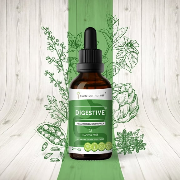 Secrets Of The Tribe Digestive  Blend Tincture Dietary Supplement, Natural Extract, Made from Anise, Artichoke, Milk Thistle, Peppermint, Cardamom 2 oz