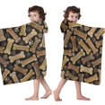 thumbnail image 4 of Dog Bones and Dog Footprints Hooded Bath Towel，50"x30" for Ages 3 To 12 Kids, Quick Dry Lightweight Soft Microfiber Hood Beach Towel Cover Up for Kids, 4 of 7
