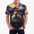 thumbnail image 2 of Balery Cool Cat With Sunglasses Printed Men’s Short Sleeve Polo Shirt, Midweight Men's Shirt,Golf Polo shirts -Small, 2 of 8