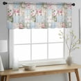 thumbnail image 2 of Green Blue Pink Botanical Valance Curtains for Kitchen/Living Room/Bathroom/Bedroom Window, Rod Pocket Small Topper Half Short Window Curtains Voile Sheer Scarf, Spring Floral Vintage 60"x18", 2 of 8