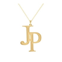 Personalized 2 Letter Initial Monogram Pendant Necklace in 14K Gold-Plated Sterling Silver