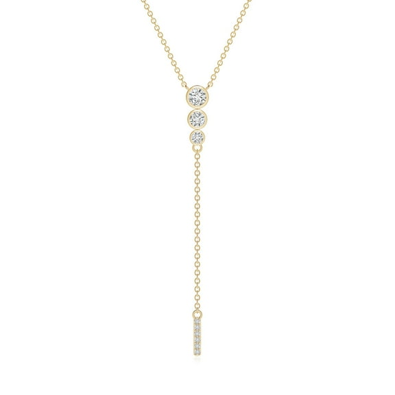 ANGARA Natural Graduated Diamond Lariat Necklace in 14K Yellow Gold for Women (Size-3.4mm| Color-H| Clarity-SI2) | April Birthstone, Anniversary, Jewelry Gift for Women | Natural Diamond Necklace