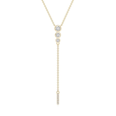 ANGARA Natural Graduated Diamond Lariat Necklace in 14K Yellow Gold for Women (Size-3.4mm| Color-H| Clarity-SI2) | April Birthstone, Anniversary, Jewelry Gift for Women | Natural Diamond Necklace