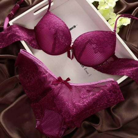 

Women Bra and Panty Set Bowknot Lace Underwire Bras Lingerie Set