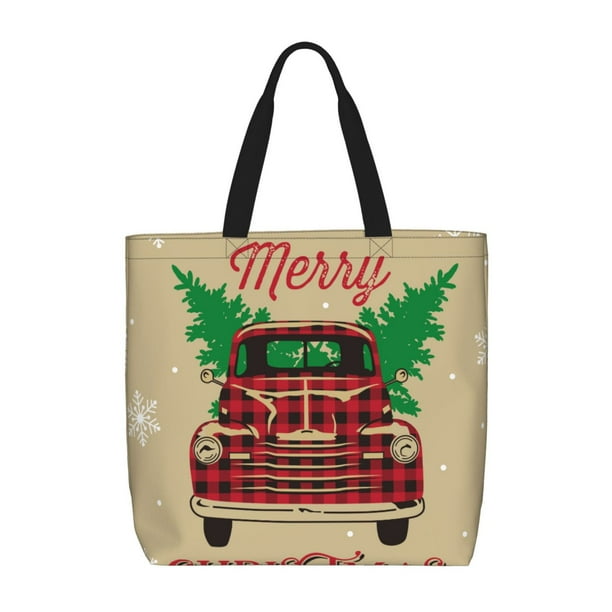 Easygdp Christmas Vintage Red Truck Bolsa Tote para Mujer, Bolso de Hombro para Trabajo, Playa, Viajes, Compras y Supermercado
