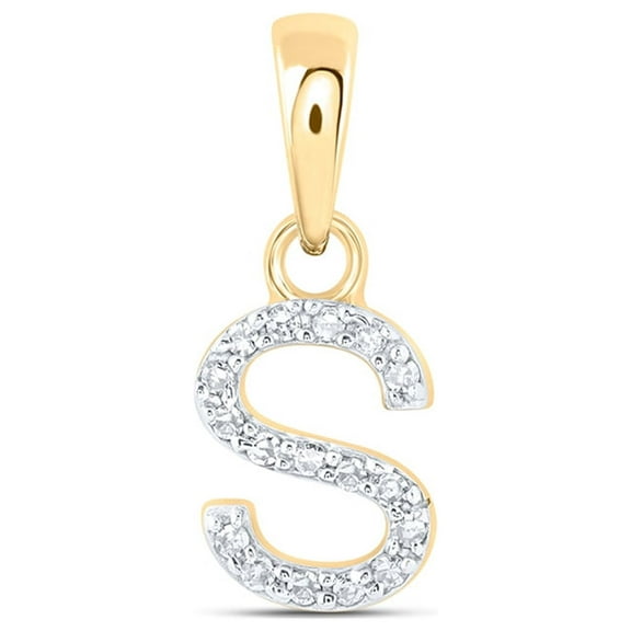 10kt Yellow Gold Womens Round Diamond S Initial Letter Pendant 1/20 Cttw