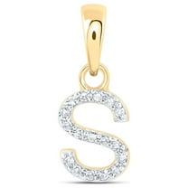 10kt Yellow Gold Womens Round Diamond S Initial Letter Pendant 1/20 Cttw