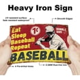 thumbnail image 3 of Letrero de hojalata de béisbol, letrero de hojalata vintage de metal, divertido letrero de hojalata con la frase "Eat Sleep Baseball Repeat" (Come, duerme, béisbol, repite) para decoración de pared,, 3 of 7