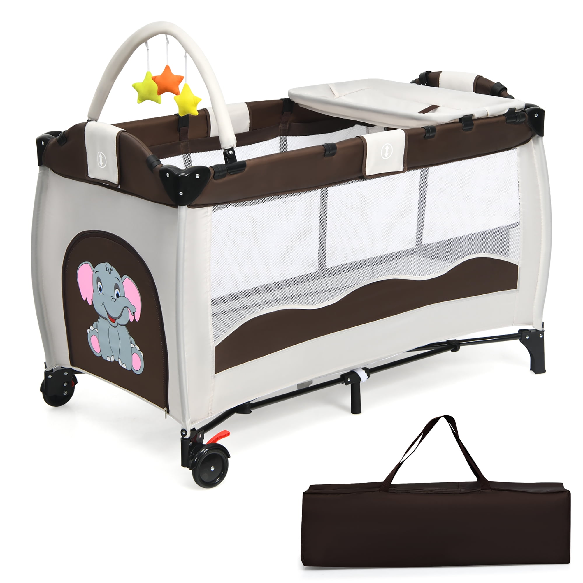 Infant Baby Crib Playpen Playard Pack Travel Infant Sleep Bassinet Bed Foldable 