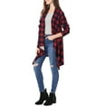 thumbnail image 5 of Unique Bargains Women's Plaid Asymmetric Kimono Open Front Loose Cardigan, 5 of 7