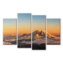 Elephant Stock Winter Cascade Range Wall Art - Horizontal Multi Panel Canvas - Bedroom Wall Decor - Nature Multi Panel - Orange And Blue Decor - 36" x 22"
