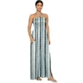 thumbnail image 3 of HAPPY BAY Women's House Daily Routine Evening Wear Vacation Holiday Flowy Dress Pencil Tube Top Maxi Frill Dress Evening Gown One Size Stripe Grey, 3 of 5
