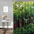 thumbnail image 2 of BCIIG Birds Forest Ecological Art Shower Curtain Set with Hooks, Graphic Print Polyester Fabric Fashion Bathroom Décor Set, 100% Polyester Home Bathtubs Bathroom Curtain Decoration 36"x72, 2 of 7