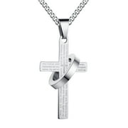 GYUJNB HuaguerNecklaces for Women Fashion Men's Stainless Steel Our Father Prayer Ring Pendant Necklace Pendant Necklace Chain Initial Necklaces for Women