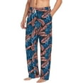 thumbnail image 2 of Uemuo Tropical Leaves Pattern Men's Wide Leg Palazzo Lounge Pants with Pockets Light Weight Loose Comfy Casual Pajama Pants-Small, 2 of 9
