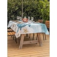 thumbnail image 3 of Outdoor Tablecloth with Umbrella Hole for Patio/Picnic/Party/Camping, Teal Blue Beach Waterproof Table Cloth Rectangle Table Cover Washable, Coastal Waves Ocean Starfish Conch (54"x 80"), 3 of 8