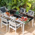thumbnail image 2 of Black Christmas Table Cloths for 3 Foot Rectangle Tables, Santa Elk Gifts Snowflake Winter Xmas Tree Patio Waterproof Elastic Fitted Tablecloths, Washable Rectangular Table Cover for Camping, 2 of 8
